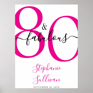 Eighty and Fabulous Pink 80th Birthday Party  Poster