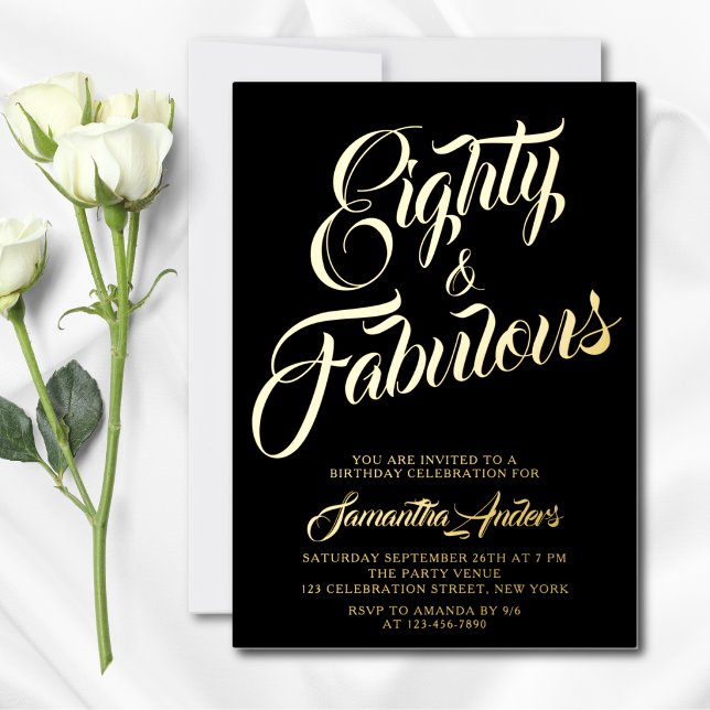 Eighty and Fabulous Script Birthday Black Gold (Creator Uploaded)