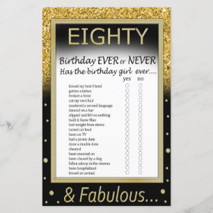Eighty Birthday Ever or Never Game