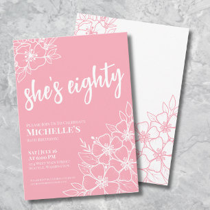 Eighty Blush Pink 80th Birthday Party Invitation