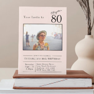 Eighty Blush Pink 80th Birthday Party Photo Invitation
