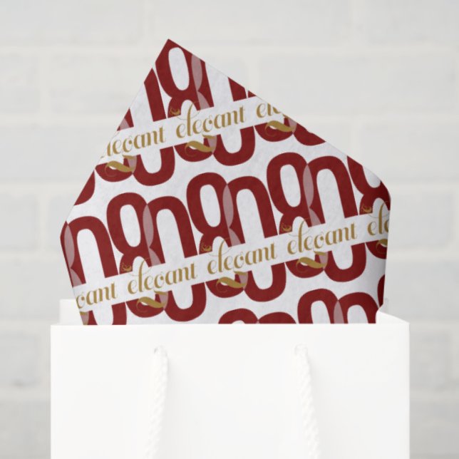 Eighty & Elegant 80th Birthday Ruby Red Gold  Tissue Paper (Gift Bag)