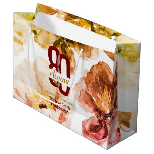 Eighty & Elegant Ruby Red Gold Glam 80th Birthday Large Gift Bag
