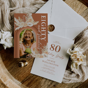 Eighty & Fabulous Burnt Orange Boho Birthday Invitation