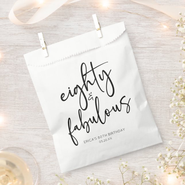 Eighty & Fabulous Minimal 80th Birthday Party Favour Bag (Clipped)