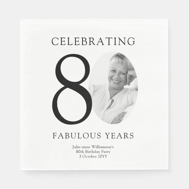 Eighty Fabulous Years 80th Birthday Napkin (Front)