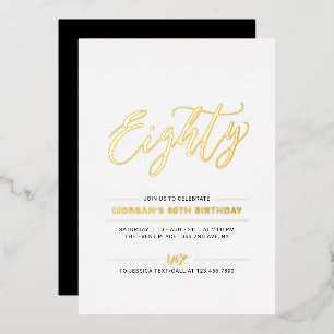 Eighty   Modern Simple Gold 80th Birthday Party