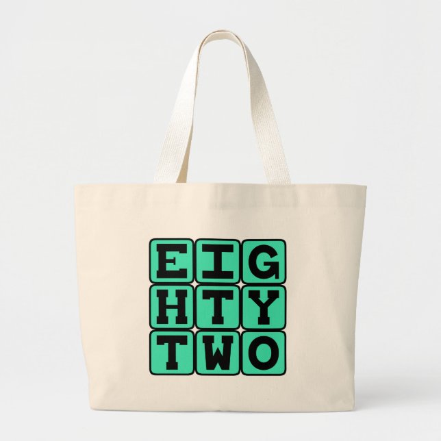 Eighty Two, Number 82 Large Tote Bag (Front)