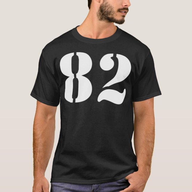 Eighty Two Number 82 Numbered  T-Shirt (Front)
