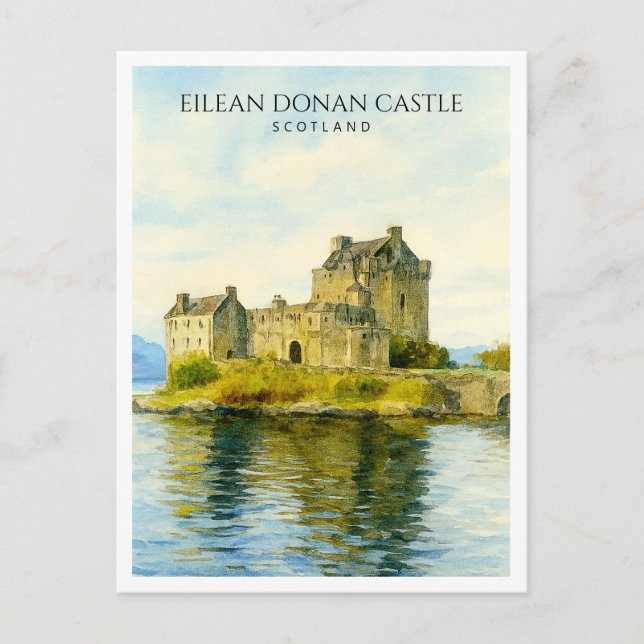 Eilean Donan Castle Scotland Travel Postcard Art (Front)
