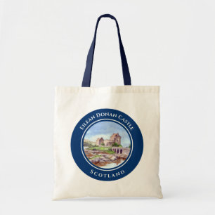 Eilean Donan Castle Scotland Watercolor Painting Tote Bag