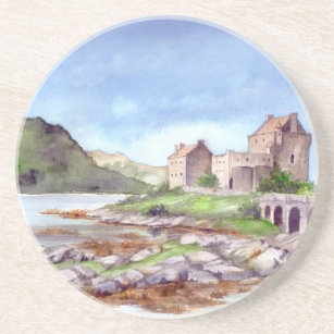 Eilean Donan Castle Watercolor Painting Coaster