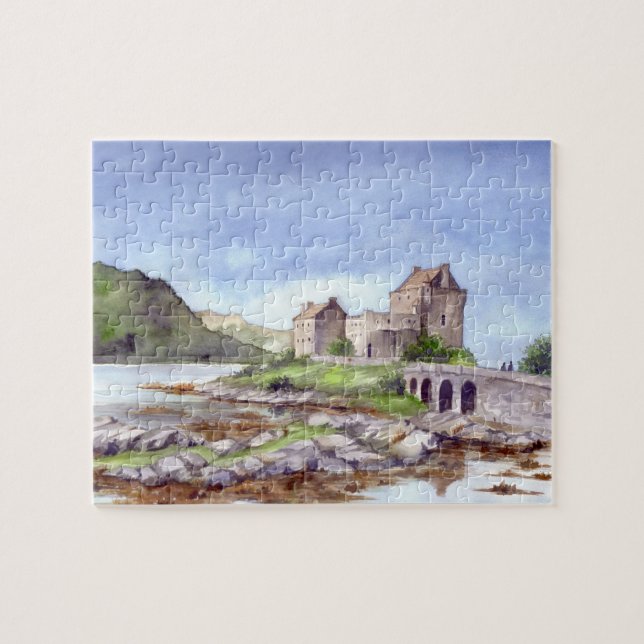 Eilean Donan Castle Watercolor Painting Jigsaw Puzzle (Horizontal)