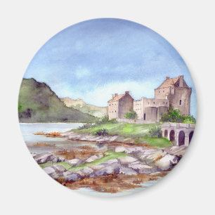 Eilean Donan Castle Watercolor Painting Magnet