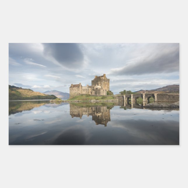 Eilean Donan Castle with reflection in Scotland Rectangular Sticker (Front)