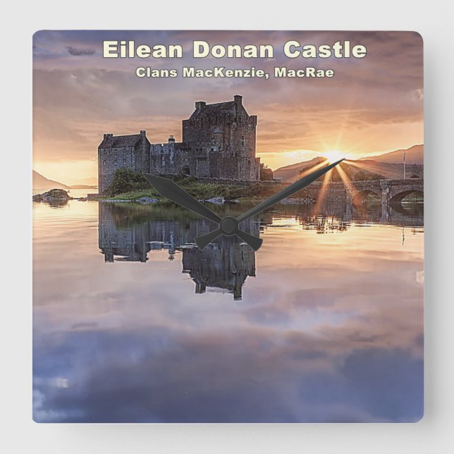 Eilean Donan – MacKenzie/MacRae Square Wall Clock (Front)
