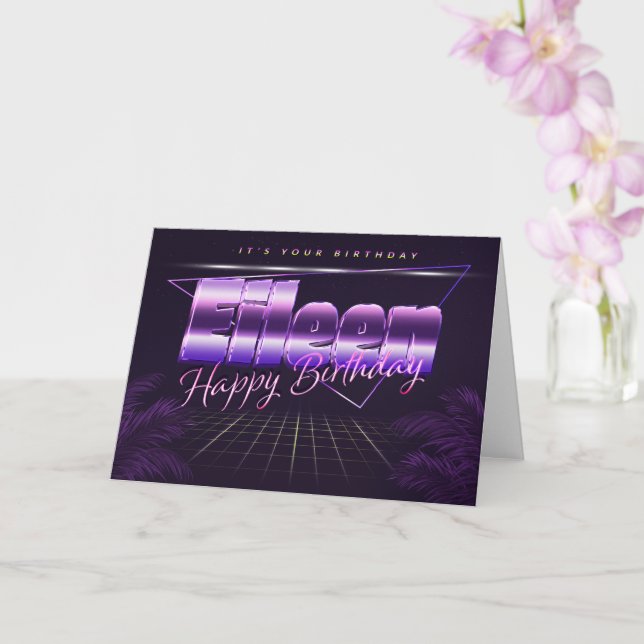 Eileen name First name pura retro card birthday (Orchid)