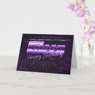 Eileen Name Vorname lila retro Karte Geburtstag Card