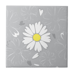 Eilin's Daisy Flower Ceramic Tile