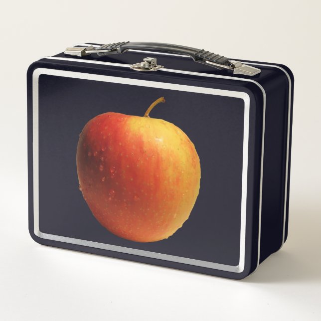 Ein Apfel zum reinbeißen, mit Wassertropfen Metal Lunch Box (Front)