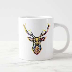 Ein Hirschkopf als buntes Bild im Aquarell Stil   Large Coffee Mug