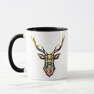 Ein Hirschkopf als buntes Bild im Aquarell Stil Mug