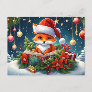 Ein kleiner Fuchs als Weihnachtsmann verkleidet 3a Postcard