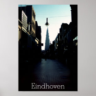 Eindhoven street & Catharinakerk, Netherlands Poster