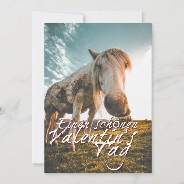 Einen schönen Valentinstag mit schauendem Pferd (Front)