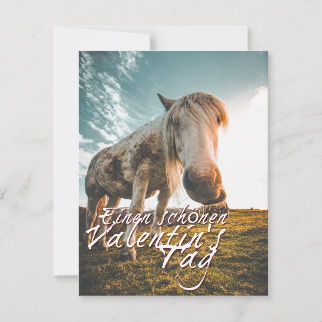 Einen schönen Valentinstag mit schauendem Pferd (Front)