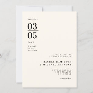 Einfache, moderne, grosse Typografie Einladung Invitation