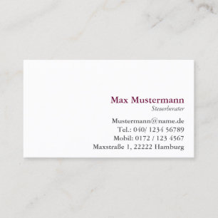 einfache Steuerberater Visitenkarte Business Card
