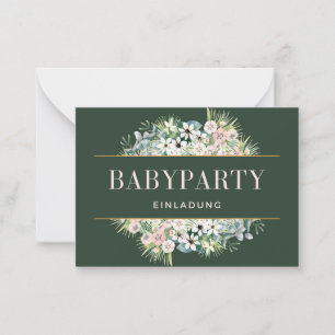 Einladung Babyparty – Gold Grün Floral Babyshower Card