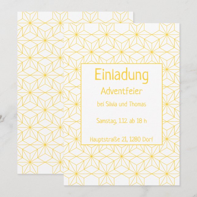 Einladung zu einer Feier, goldene Sterne Invitation (Front/Back)