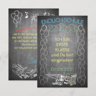 Einladungskarte zur Einschulung im Tafelstil