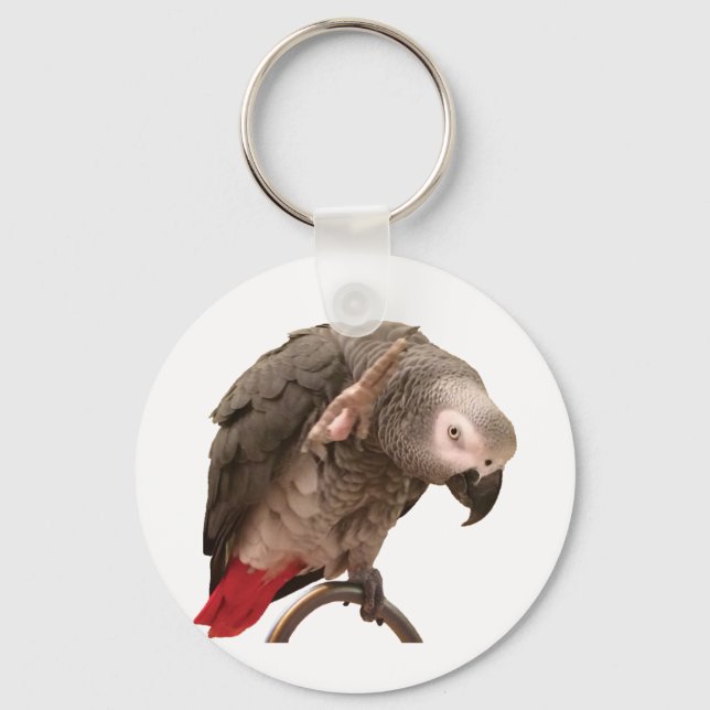 Einstein Parrot Waving Key Ring (Front)
