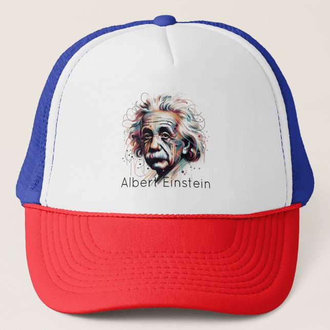 Einstein Unleashed – Abstract Genius Trucker Hat (Front)