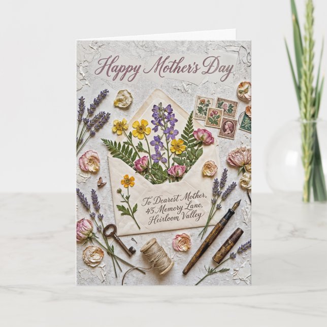 eirloom Valley — Pressed Flower Envelope Mother's  Card (Front)