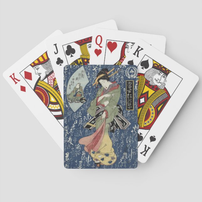 Eisen Geisha in Green Kimono Playing Cards (Back)