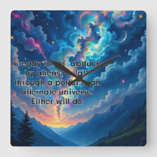 Either Will Do Square Wall Clock
