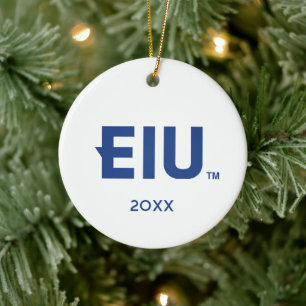 EIU Block Letter Ceramic Ornament