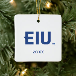 EIU Block Letter Ceramic Ornament