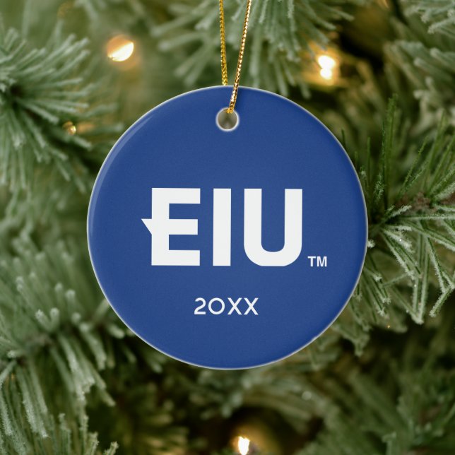 EIU Block Letter Ceramic Ornament (Tree)