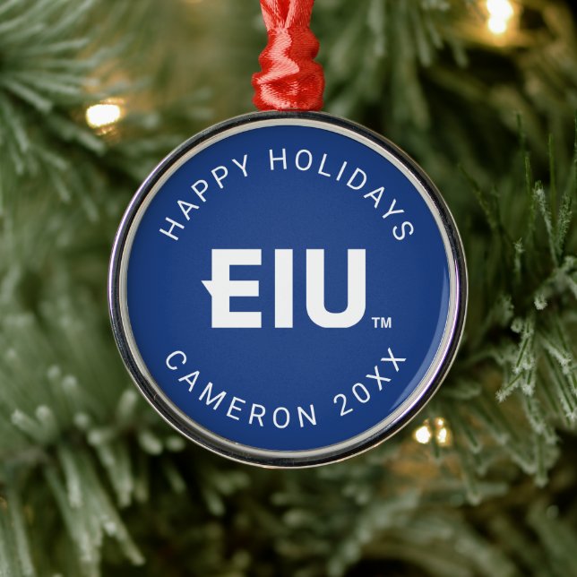 EIU Block Letter Metal Ornament (Tree)