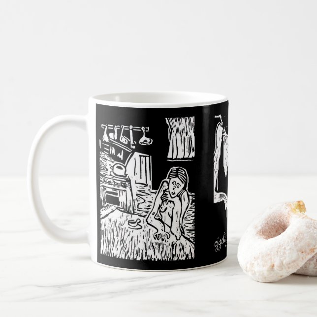 ejgoldguru - woodcuts coffee mug (With Donut)