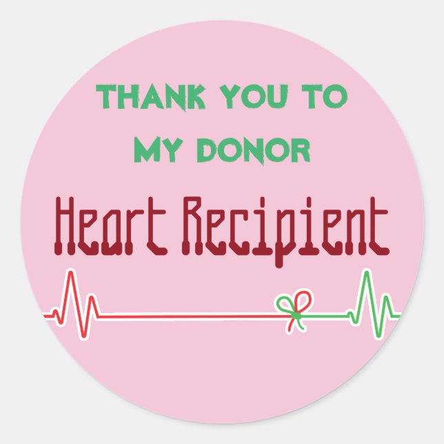 EKG Donor Heart transplant recipient customised Classic Round Sticker (Front)