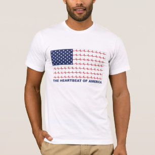 EKG ECG lines USA flag Heartbeat of America T-Shirt