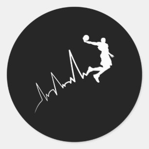 EKG frequency of basketball player heartbeat dunki Classic Round Sticker