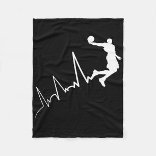 Ekg Frequency Of Bysketbyll Player Heartbeat Dunki Fleece Blanket
