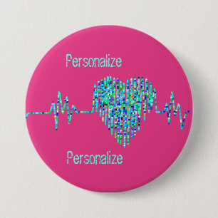 EKG heart medical ekg line 7.5 Cm Round Badge